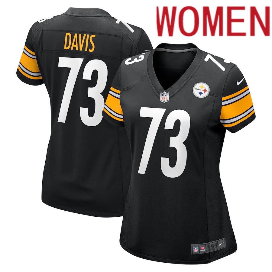 Women Pittsburgh Steelers #73 Carlos Davis Nike Black Game NFL Jersey->women nfl jersey->Women Jersey